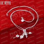 925 h&otilde;bedane topelt ussikett matt sileda helmega kaelakee moodsad pulmaehted 45CM