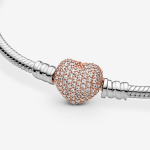 Pandora Moments Pave Heart Clasp Snake Chain K&auml;ev&otilde;ru 18 cm h&otilde;be