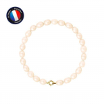 Bracelet - PERLINEA - V&eacute;ritable Perle de Culture 5-6 mm - Or Jaune 9 Cts - Rose Naturel - AAA+