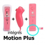 Manette Wii Motion plus Compatible + Nunchuck Rose