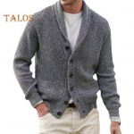 Taskutega meeste kampsun Mantel, alla keeratav krae, pikad varrukad, &uuml;herealised n&ouml;&ouml;bid, pikad varrukad, &uuml;hev&auml;rviline paks kootud jakk XL sinine