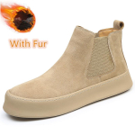 MoodneLuksuslik Slip-on Ohutusmugavusjalatsid Mees V&auml;litingimustes Chelsea Saapad Nahk Mood K&otilde;ndimisjalatsid Mehed Uus Meeste Talve Palus Lumesaapad 44 beige
