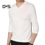 Meeste s&uuml;gis, kevadine topp V kaelusega, pikkade varrukatega, puhas v&auml;rv Slim Fit &otilde;huke pullover T-s&auml;rk igap&auml;evane riietus Sport koduriided M must