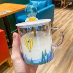 L&auml;bipaistev k&auml;sitsi joonistatud &otilde;hupall lossi klaasist kruus kohvitass teetassid ja kruusid naljakad joogin&otilde;ud k&ouml;&ouml;k s&ouml;&ouml;gibaar koduaed 450ml