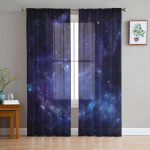 Univers Kosmos Rakett Joonisfilm Valge T&uuml;ll &Otilde;hukesed Kardinad Elutoa Dekoratsioon Akna Kardin Magamistoale Voile Organza Draperiid W135 x H115cm x1&Grommet Top