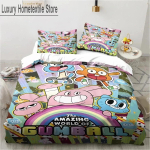 Multikas The Amazing World Voodipesukomplekt Gumball Poistele T&uuml;drukutele &Uuml;heinimese-, Kaheinimese-, Kuninga suuruses Tekikott Padjap&uuml;&uuml;r Voodi poisid T&auml;iskasvanud EU Single 135x200cm