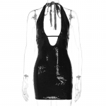 Naiste Spice Girls, seksikas s&uuml;gav V, &otilde;&otilde;nsa seljataga &ouml;&ouml;klubistiilis rippuv kaelakott, tume puusakleit XS must