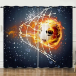 3D jalgpalli grafitikunsti disain Spordi Lapsed 2 tk Varjutav Pol&uuml;ester Tumedaks muutev Kardin elutuppa Laste magamistuppi Dekoratsioon Konks W50X130H(cm)x2Pcs&Grommet Top