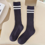 S&uuml;gissoojad Laste pikkused P&otilde;lvesokid Puhas Puuvillane Must Valge Triibuline Poiss T&uuml;drukutele Kolledži stiilis Spordisokid S tumehall v&auml;rv