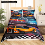 Ralliauto Kuningas Kuninganna Tekikate Poisid &Auml;&auml;rmusspordi Voodipesukomplekt 3D Lahe Spidomeeter Tekikate Pehme Pol&uuml;ester Tekikate EU single(135x200cm)