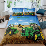 Talu Traktor 3D Prinditud Tekikate Voodipesu Komplekt Tekikate Padjap&uuml;&uuml;r Kolmeosaline Komplekt 100% Pol&uuml;ester Masinpestav EU 135x200cm 2PCS