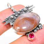 Dragon Blood, Rubillite 925 Sterling Silver Jewelry Pendant 1.77 o9w90