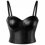 Naiste Nahast Rinnahoidja Gooti stiilis Bralette Corsage Seksikas pesu Korsetttopsid Peor&otilde;ivad Tankid Aluspesu 2XL must