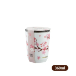 304 roostevabast terasest kohvitass Kirsipuu termokruus tolmukindla kaanega Reisimiseks kaasaskantav lekkekindel Suvine teetee veetass 301-600ml white
