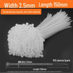 K&otilde;rge tugevusega must nailonist kaabliside koos iselukustuva pandlaga 2.5*150 100 pieces valge