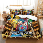 3D-prindiga anime Beyblade voodipesukomplekt Tekikate Tekk Voodikomplekt Tekikate Padjap&uuml;&uuml;r Suurused King Queen Twin Poistele T&uuml;drukutele T&auml;iskasvanutele EU Twin 135x200cm black