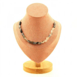 Pierres et Min&eacute;raux. Collier 20 perles Quartz &agrave; inclusions de Tourmaline du Br&eacute;sil Chaine Collier femmes, hommes. Taille personnali