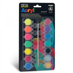 14 pots de peinture acrylique fluo et m&eacute;talique 4,5 ml