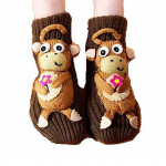 1 paar talvesokke 3D multifilmi loomasokid Kootud libisemisvastased keskmise toruga paksendatud elastsed soojahoidvad p&otilde;randasokid silikoonist t&auml;pitaldadega