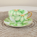 Keraamiline kohvitass alustass lusikas komplekt lille tee tasside komplekt Euroopa portselanist kruus ja alustass kohvitassidele kruusidele kohvin&otilde;udele kingitus 200ML hall