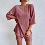 Naiste Mood Vabaaja &Uuml;hev&auml;rviline Keermestatud &Uuml;mar Kaelus Vaba L&uuml;hikeste Varrukatega L&uuml;hikeste P&uuml;kste Kost&uuml;&uuml;m L beež