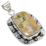 Bumble Bee Jasper 925 Sterling Silver Gift Two Tone Pendant 2.09 d0z75