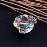 Spiny Oyster Handmade 925 Sterling Silver Two Tone Ring Size 9 g5q66