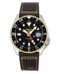 Seiko 5 Sports SKX GMT Nahkrihm Pruun T&auml;hik Automaatne SSK036K1 100M Meeste Kell pruun
