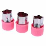 3 tk / komplekt t&auml;hes&uuml;dame lille kujuga k&ouml;&ouml;giviljade l&otilde;ikur plastist k&auml;epidemega kaasaskantavad roostevabast terasest puuviljade l&otilde;ikamise k&ouml;&ouml;gividinad roosa