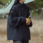 Unisex Kapuutsiga Trendikas Jakk: Kevad/S&uuml;gis 2023, Kerge ja avar l&otilde;ige paaridele L must