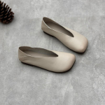 Johnature K&auml;sitsi valmistatud Ehtne Nahk Mokassiinid Retro Ruudukujuline Nina Madal Vabaaja Naiste Slip-on Kingad 35 beež