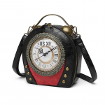 Retro PU &Otilde;la- ja Crossbody K&auml;ekott AA Patareitoitega K&otilde;ndiva Kellaga (Naiste kott D002#) must