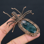 Moss Agate Handmade Copper Wire Wrap Spider Pendant 2.56 y1h62