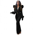 Moodsad naiste suusar&otilde;ivad, jope, kapuuts, v&auml;lisspordi t&otilde;mblukk, &uuml;hes t&uuml;kis vaba aja suusar&otilde;ivad XXL must