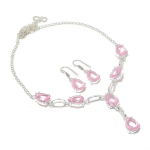Pink Kunzite Handmade 925 Sterling Silver Jewelry Set g2h21