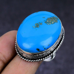 Turquoise handmade 925 Sterling Silver Jewelry Ring Size 10 l9U17