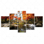 Modulaarne HD-prinditud vahtralehe pilt Kodukaunistus s&uuml;gismaalid 5 paneeliga l&otilde;uendi plakati seinakunst elutoa raamistikuks 20x35cm*2 20x45cm*2 20x55cm*1