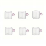 6 tk Espressotassid pallikujulise k&auml;epidemega Mini kohvitassid Kuumuskindel teetass Klaasist joogikruus Joogin&otilde;ud 100ml/3.38oz 51-100ml