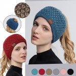 Naiste sportlik kootud juuksepaela peakate T&uuml;hi &uuml;laosaga villane m&uuml;ts One size khaki