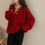S&uuml;gis- ja talvine naiste kampsun Twist Temperament &Otilde;rn, Laisk Tuul Pullover Kootud Top, Lahtine v&auml;limine kulumine Tide One Size