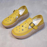 Uued retro Baotou pl&auml;tud, libisemiskindlad, hingavad ja perforeeritud kingad 35 kollane