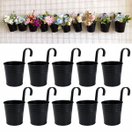 Must/valge, Rippuv, Sepistatud Rauast Lillepott, Rippuv Poti, Eemaldatav, Rippuv &Auml;mber, Succulent Roheline Taim, R&otilde;dupiirde Lillepott Pack of 10