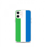 Coque iPhone &ndash; Mitmev&auml;rviline &ndash; Drapeau Sierra Leone &ndash; Souple &ndash; &Uuml;hilduv iPhone 12 mini &ndash; Vertikaalne
