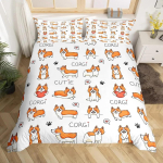 Laste Corgi Koera Voodipesu Komplekt Kuninga Suuruses Kuninganna Suuruses Armas Kutsika Tekikott Komplekt Multikas Lemmiklooma Loomade Tekikott Microfiber Tekikott 140x210cm white
