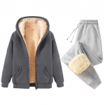 Naiste Mood &Uuml;hev&auml;rviline Ja Talvine Polsterdatud Ja Paksenenud Lukuga Kapuutsiga Dressipluus Jakk Sweatpants Vabaaja Kaheosaline Komplekt L h&otilde;be