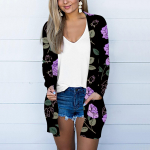 Naiste mood, vaba vabaaja taskuga &uuml;hev&auml;rvilised pikkade varrukatega kardiganjakiga topid XXL