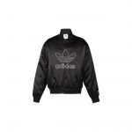 Adidas Originals Trefoil Suure Logoga Tikitud Siidist Spordijakk Meeste Jakid Must H09165 M