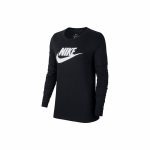 Nike Sportswear Klassikalise logotr&uuml;kiga &uuml;mmarguse kaelusega pikavarrukaline T-s&auml;rk Naiste Topid Must BV6172-010 M