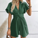 Naiste mugavad vabaaja kombinesoonid, l&uuml;hikeste varrukatega sviiter S roheline