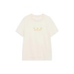 Li Ning tikitud prindiga &uuml;mmarguse kaelusega l&uuml;hikeste varrukatega T-s&auml;rk naistele pealvalge AHST236-2 M